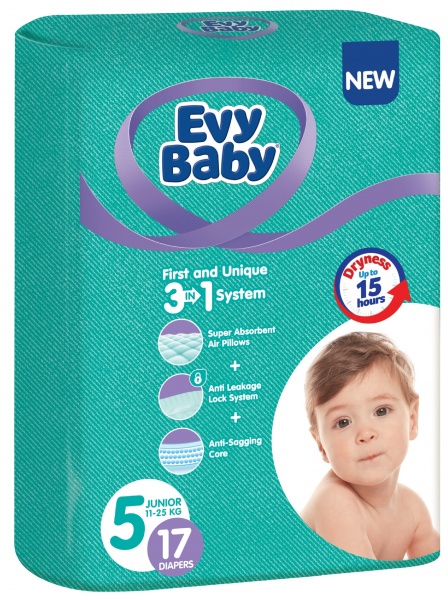 Підгузки Evy Baby Junior 11-25 кг 17 шт.