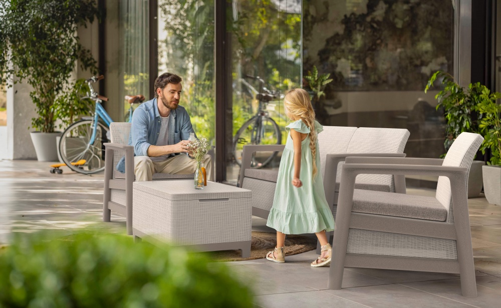 Комплект мебели Keter Scandi Linea на 4 персоны серый/бежевый