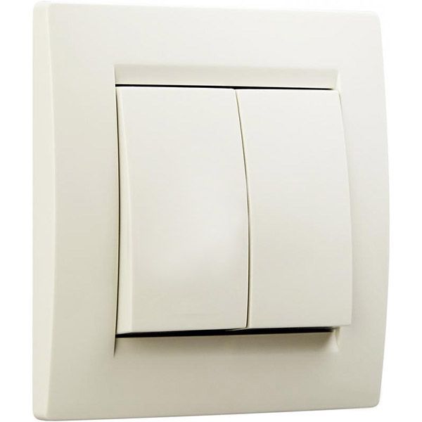 Выключатель двухклавишный UP! (Underprice) One без подсветки 220В крем 706-0303-101