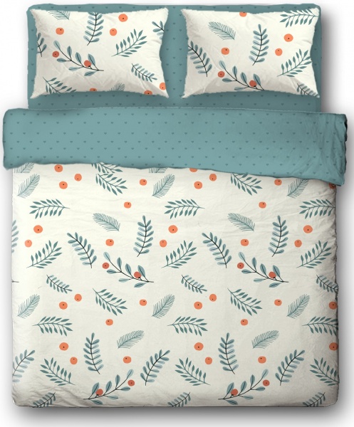 Комплект постельного белья Seaberry семейный бирюза Ibodo 