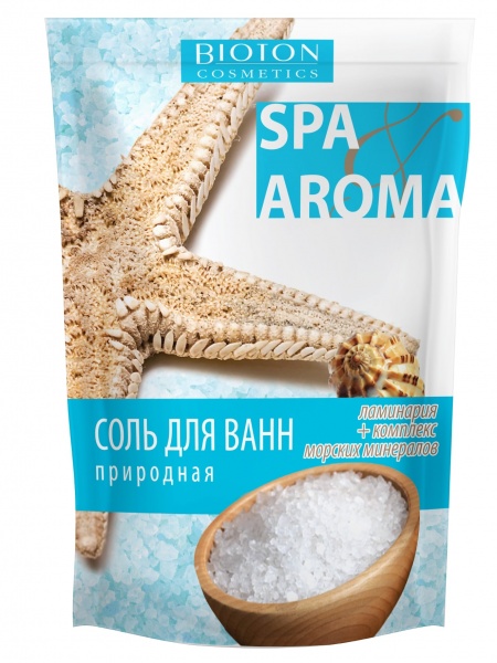 Соль для ванн Bioton природная с экстрактом ламинарии и комплексом морских минералов 500 г