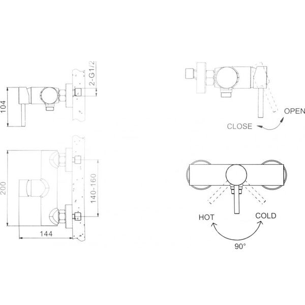 Смеситель для душа EGO Slim F0304001101