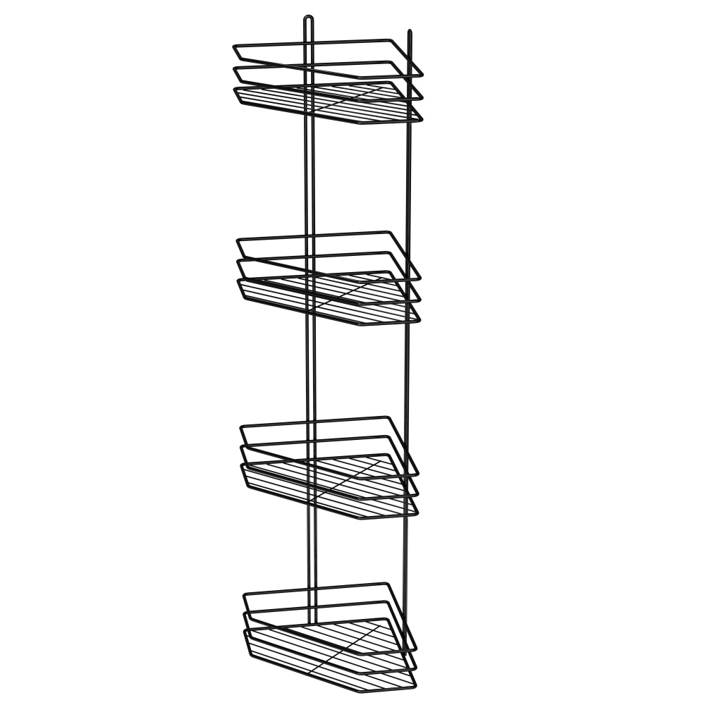Полка угловая 25 см 4-ярусная черная (ПВ-25433)