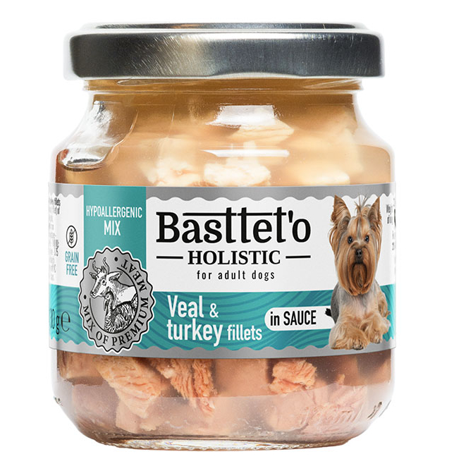 Консерва Basttet`o Holistic микс Телятина с индейкой в соусе 130 г