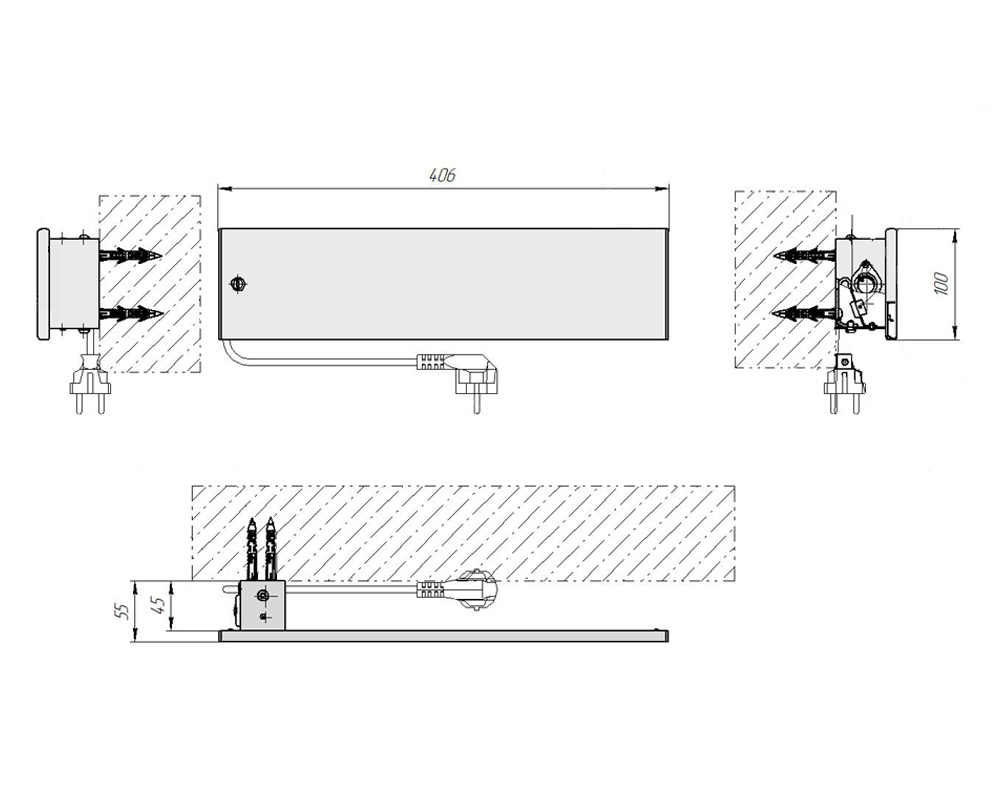 Полотенцесушитель электрический Rhein Legacy 400х100 Е PE/MAT RAL9005 24W