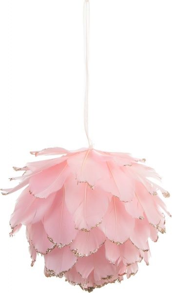 Шар из перьев и бусинок 12 см белый