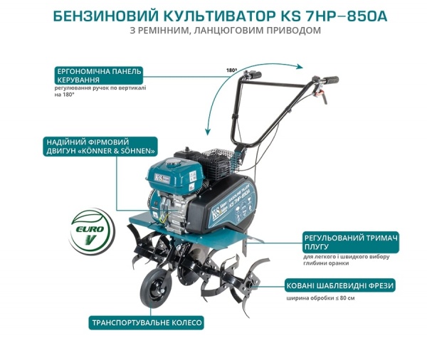 Культиватор KS 7HP-850A15 Konner&Sohnen