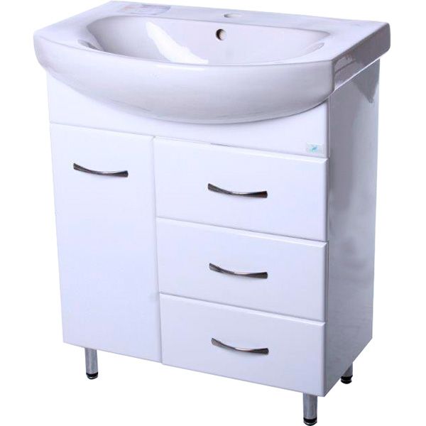 Тумба напольная Сансервіс SL-70 белая с умывальником Лотос 70