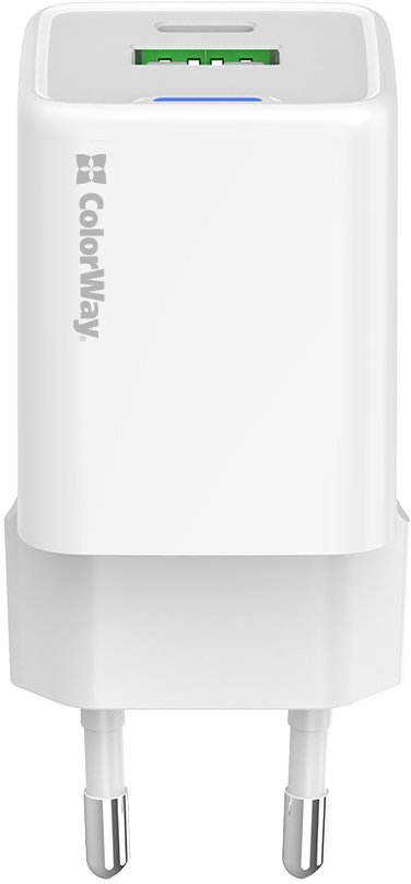 Сетевое зарядное устройство ColorWay GaN Mini 30W PD USB (Type-C PD + USB QC4.0) white
