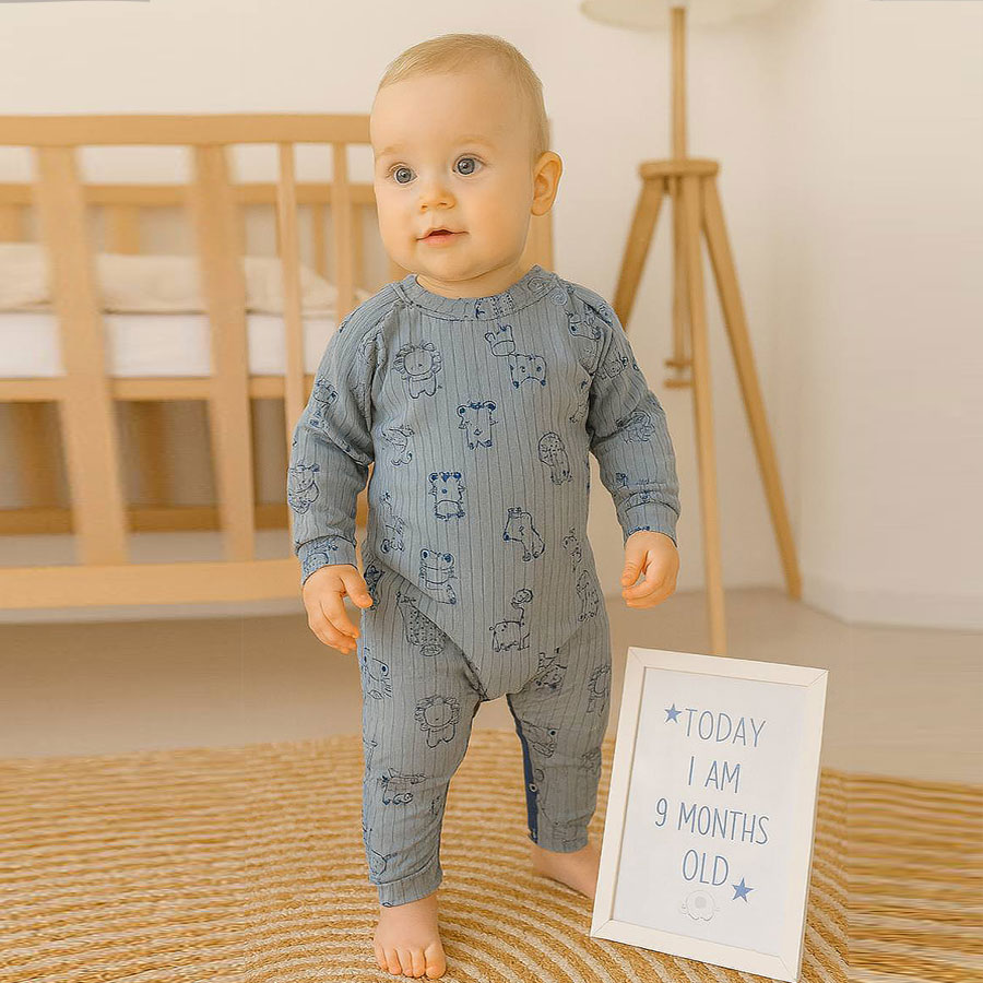 Ромпер-реглан для хлопчика Blanka Тваринки р.68-74 синій 110834