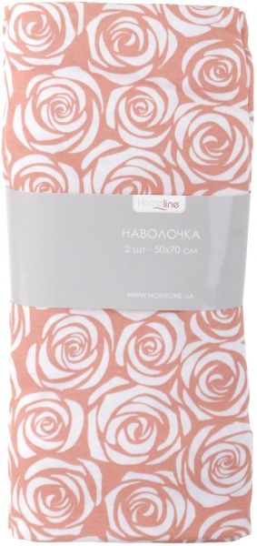 Набор наволочек Розы 70x50 см розовый с принтом Homeline 