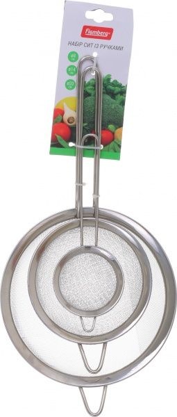 Набор сит з ручкою 3 шт. 8/14/20 см, нержавіюча сталь Flamberg
