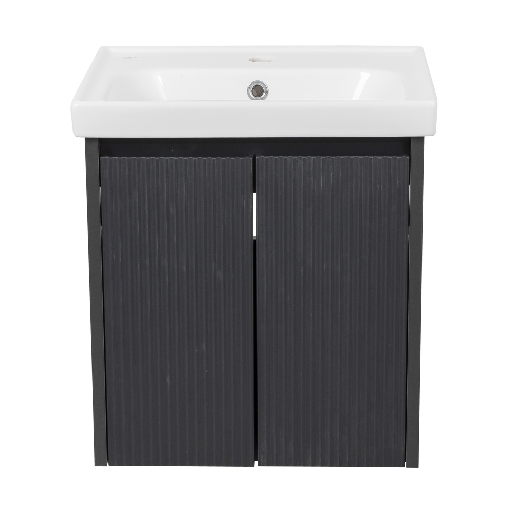 Тумба підвісна Aqua Rodos БАРСЕЛОНА з умивальником Frame 50 см антрацит