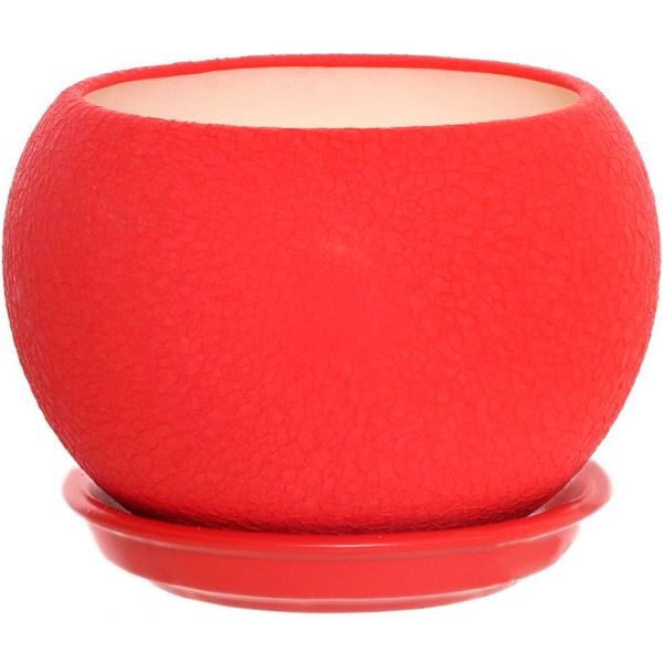Горшок керамический Ориана-Запорожкерамика Шар шелк круглый 1,4л красный 