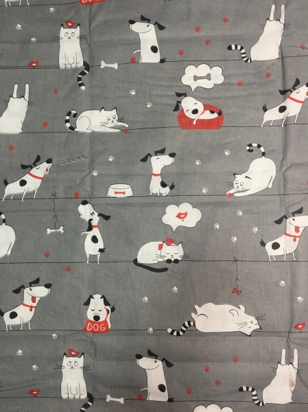 Комплект постельного белья Веселые друзья 1,5 темно-серый с белым UP! (Underprice) 