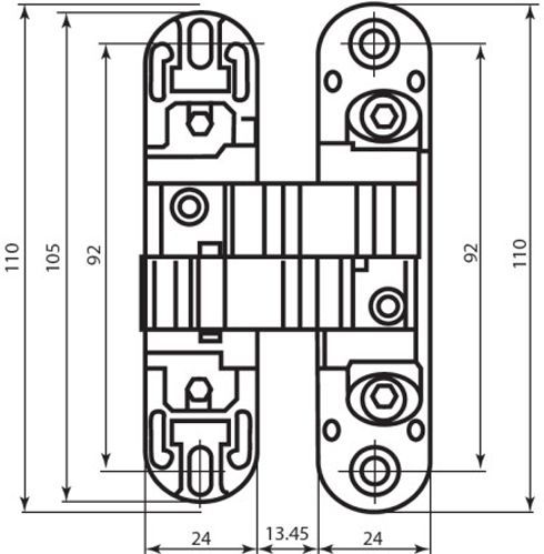 Петля скрытая Koblenz 37534 Kombi-3 Art.K 1000 DXSX 110x27,5x24 мм матовый хром универсальная