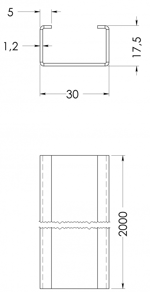 Профиль оцинкованный 30х17,5х1,2 мм 2000 мм STOREHOUSE