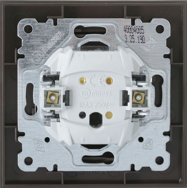 Перемикач прохідний одноклавішний Makel Karea без підсвітки 10 А 220В коричневий