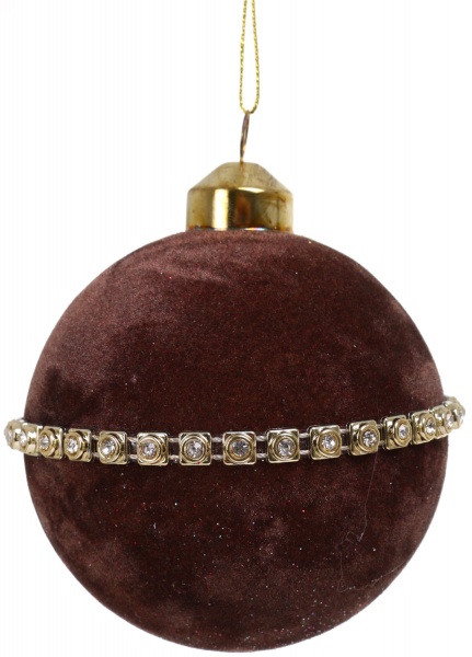 Елочная игрушка в форме шара с бусинами 8 см 