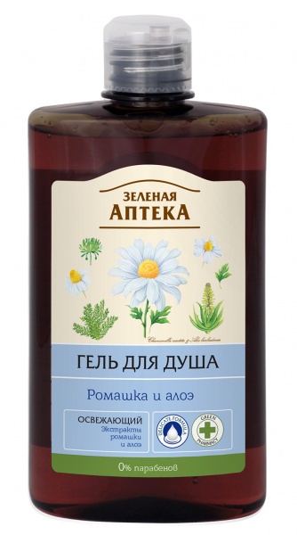 Гель для душа Зеленая аптека Ромашка и алоэ 400 мл
