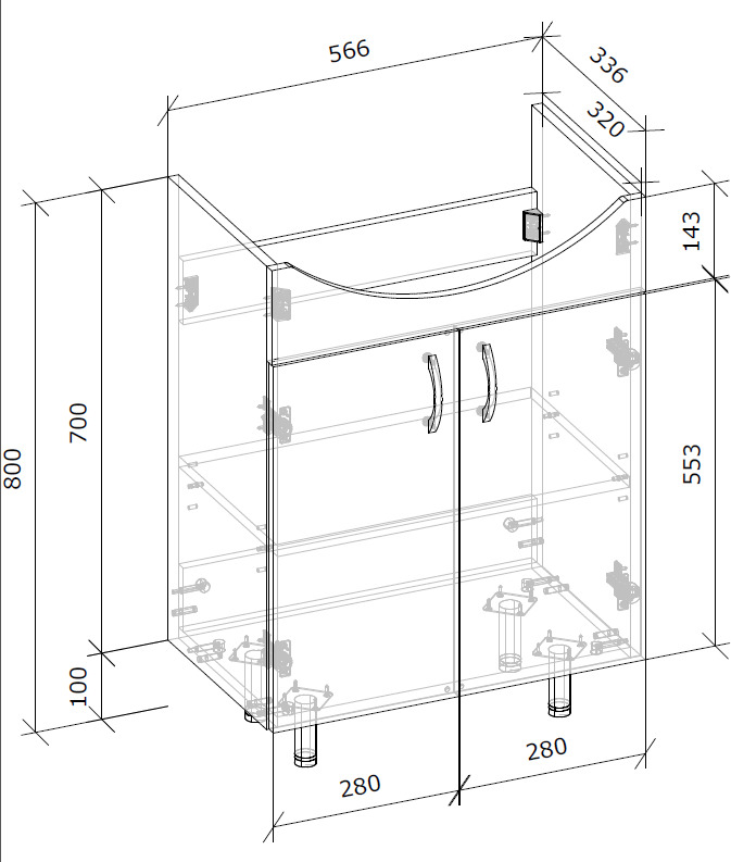 Тумба напольная Грейд Артик 60 бетон под умывальник Cersania 60