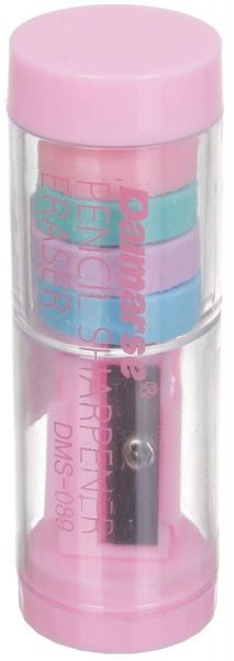 Набор ластиков с точилкой розовый