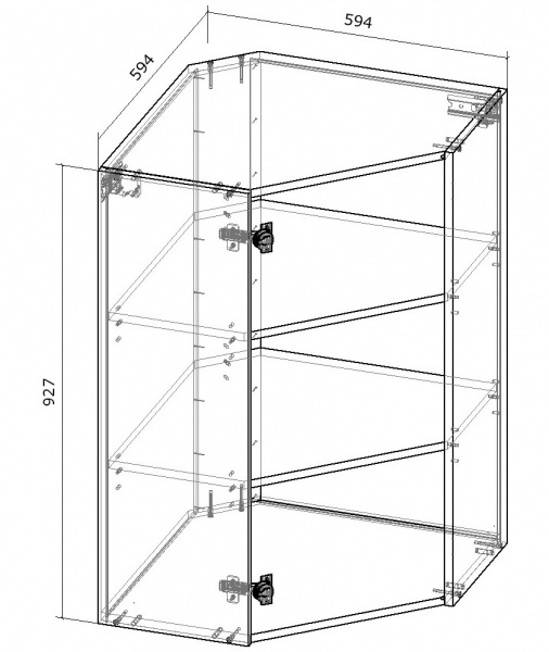 Шкаф верхний Грейд угловой (стандарт) 600x927x600 мм серый 