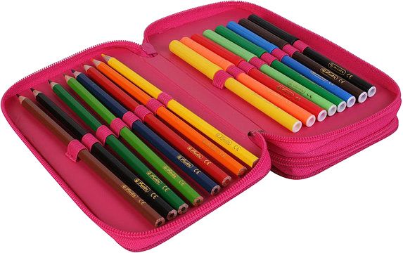 Пенал Double Hearts 23 предмети 50014248 Herlitz синій