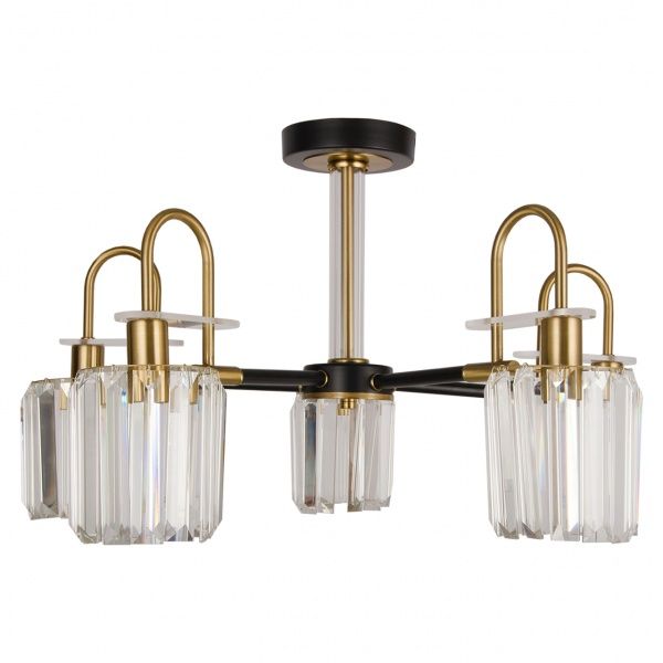 Люстра потолочная Hopfen Bogen CP-BK 5x60 Вт E14 золото/черный 