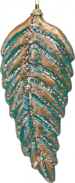 Елочная игрушка Листок бирюзовый 18x8x2,5 см SD019-36 