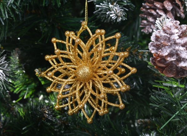 Декорация Снежинка Молекула 3д d 12 см золото 1 шт. 