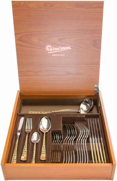 Набор столовых приборов Coco на 6 персон с позолотой 25 предметов Giorinox