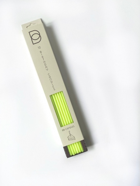 Свічки для торта BB CANDLES neon yellow 25 см 12 шт.