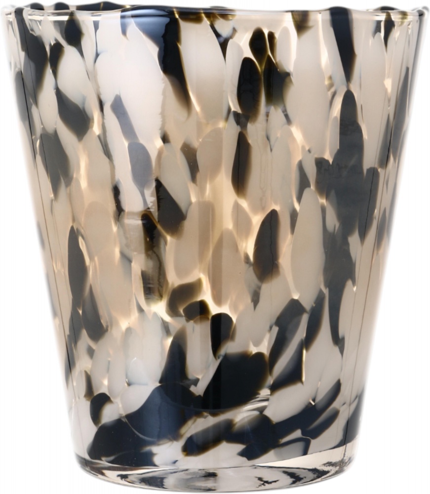 Ваза стеклянная Wrzesniak Glassworks Confetti 16 см черно-белая 27-1061C