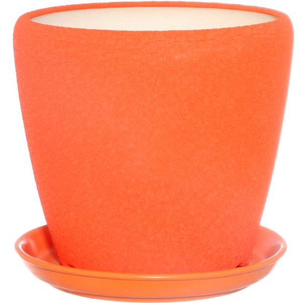 Горшок керамический Ориана-Запорожкерамика Грация №4 шелк оранжевый круглый 1,2л оранжевый (056-4-050) 
