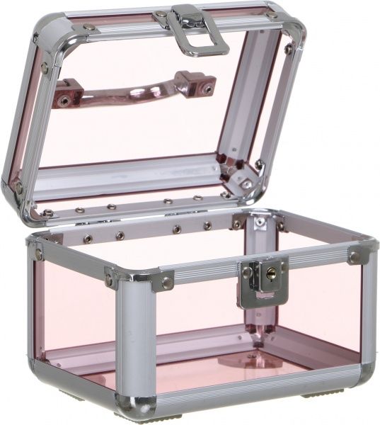 Кейс для косметики прозоро-рожевий 15х11х11 см