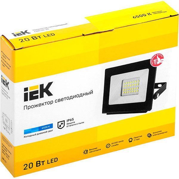Прожектор IEK СДО 06-20 LED 20 Вт IP65 чорний 