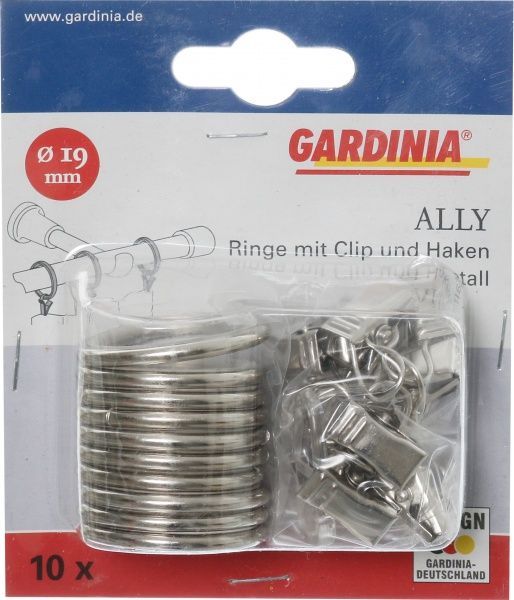 Кільце Gardinia Ally з прищіпкою та гачком набірний d19 мм сталь 