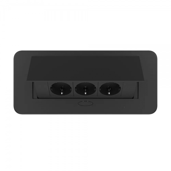 Розетка меблева 3 із заземленням Livolo C7 IP40 чорний VL-SHS013-FCTC-B