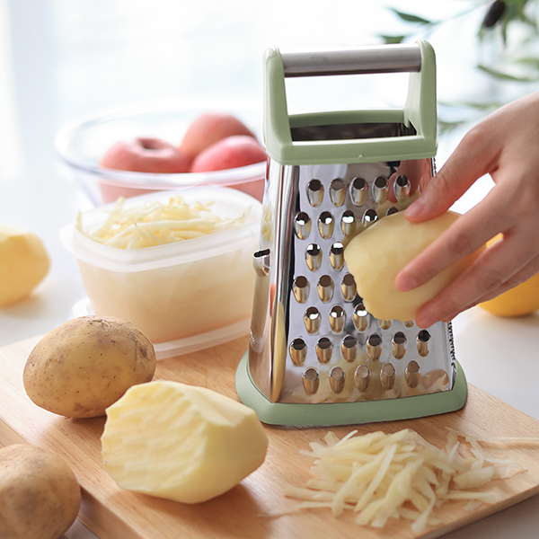 Терка четырехгранная Smart Kitchen by Flamberg с контейнером Nature Avocado Green 21 см