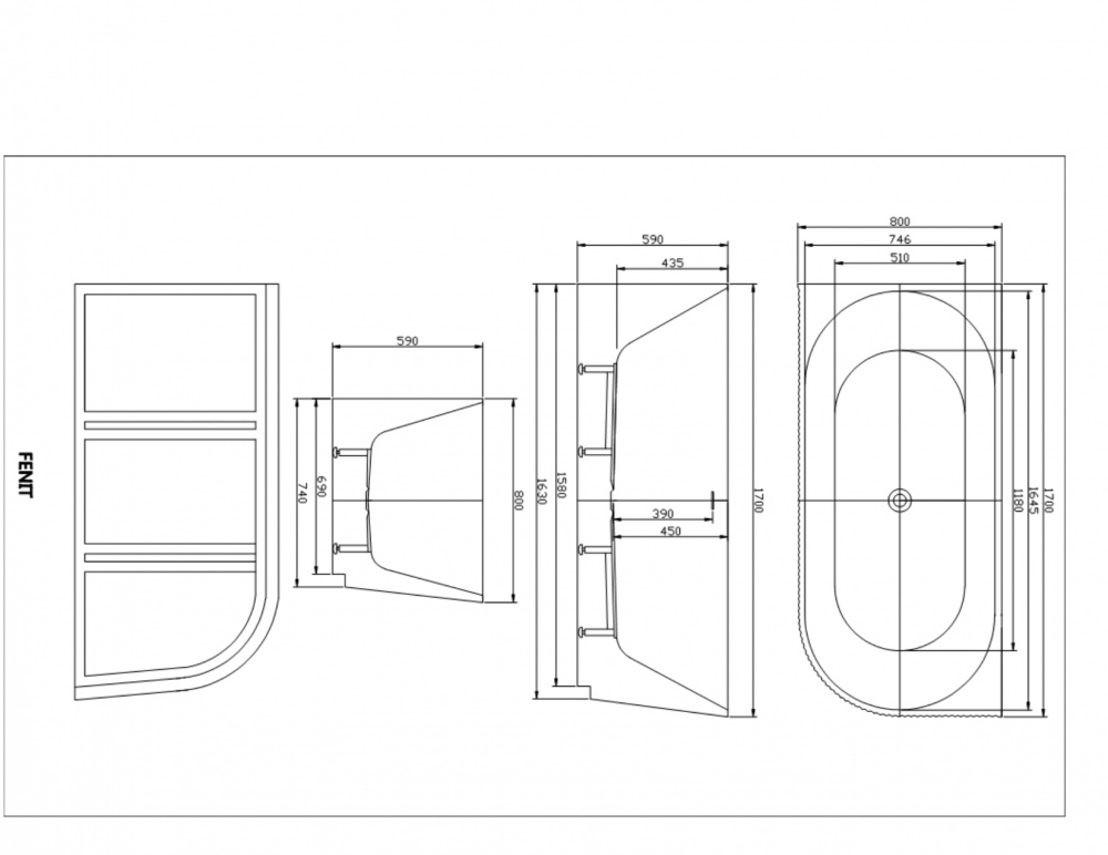 Ванна акрилова Diamond Premium FENIT 170х78 см
