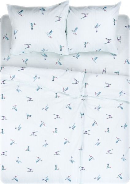 Комплект постельного белья Колибри семейный белый с мятным UP! (Underprice) 