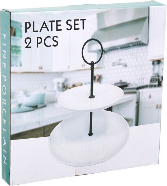 Фруктовниця двоярусна Simple 22 см+28 см, порцеляна UP! (Underprice) 