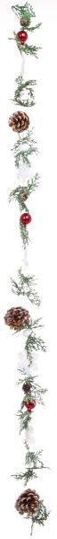 Декорация новогодняя Гирлянда хвойная с шишками заснеженная 110 см EPI-C615X5628 