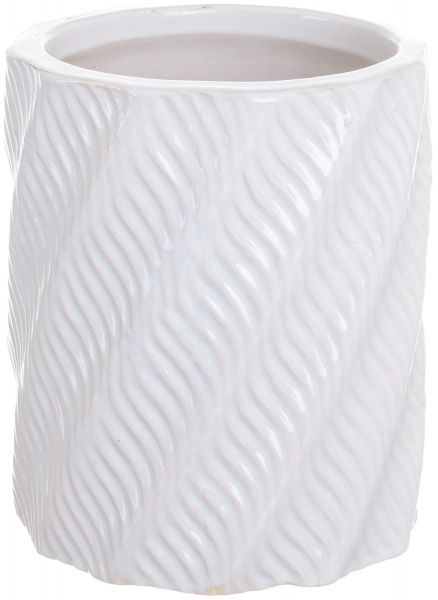 Горщик Viet Thanh Ceramic з блюдцем циліндр хвиля 17х20 см VT.10967-2 круглий білий 