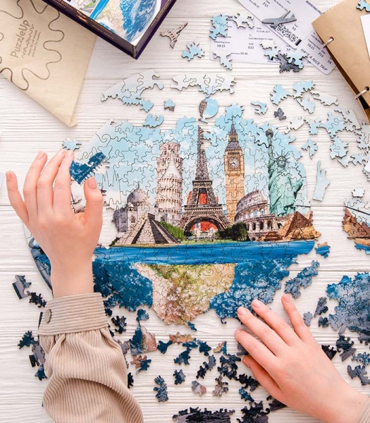 Пазл дерев'яний Пам'ятки світу 40 см PuzzleUp 