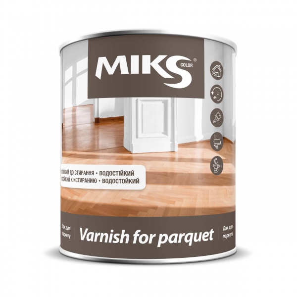 Лак паркетний алкідно-уретановий MIKS Color шовковистий мат безбарвний 1,6кг