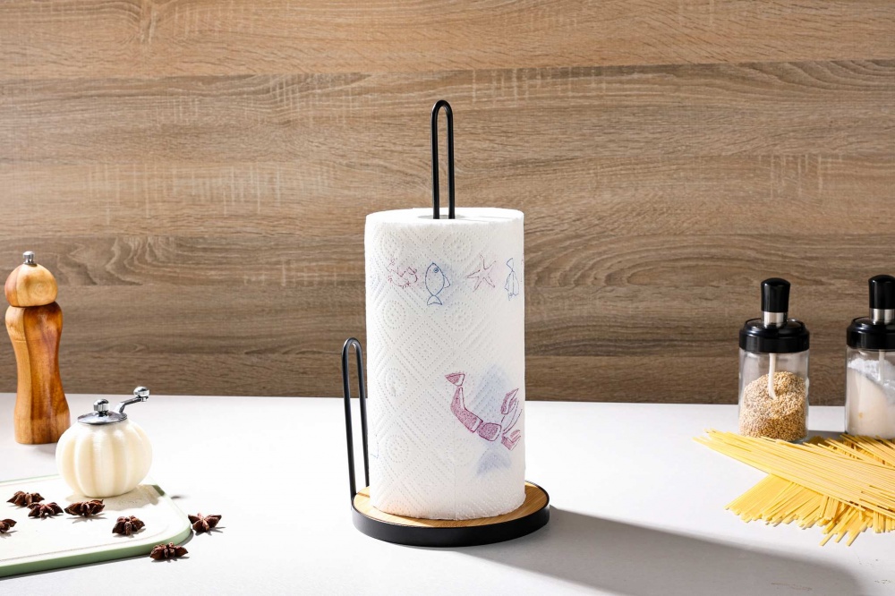 Тримач для паперових рушників Flamberg Premium Woody d16х33,5 см чорний S-E49110M