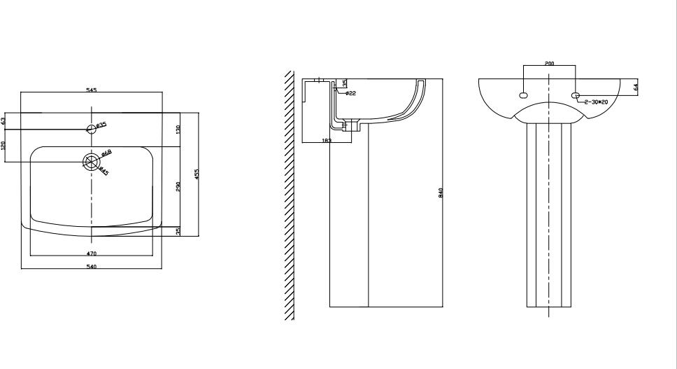 Умивальник Water House з п'єдесталом Cube MHP-14