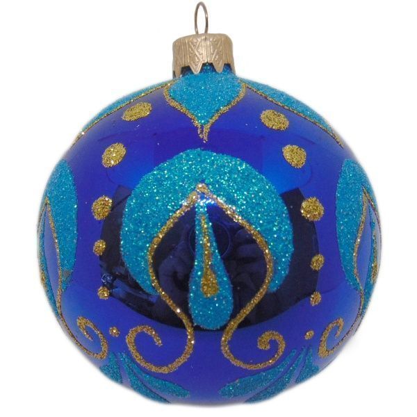 Куля новорічна d80 9198 синій із золотим